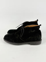 Calpierre Napoli Black Suede Lace-Up Ankle Boots - EU42