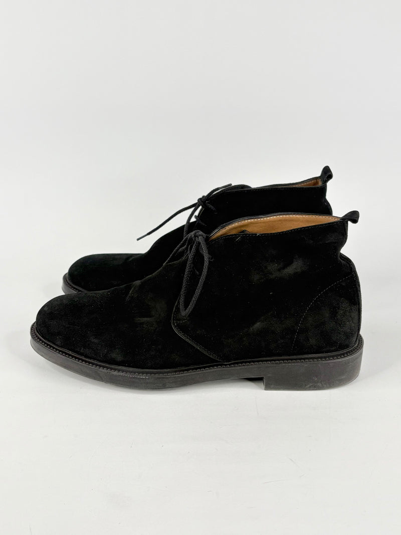 Calpierre Napoli Black Suede Lace-Up Ankle Boots - EU42
