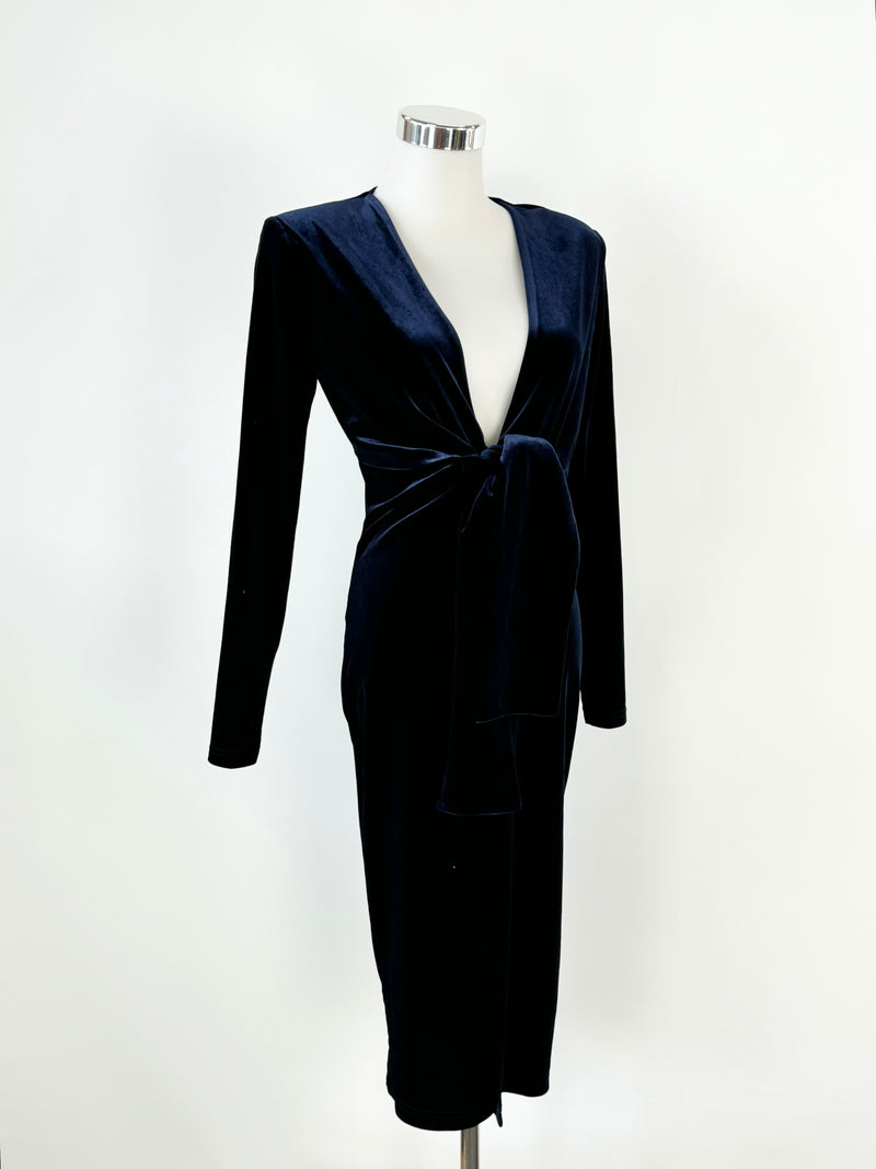 Bianca & Bridgett Navy Blue 'Arielle' Velvet Midi Dress NWT - AU6