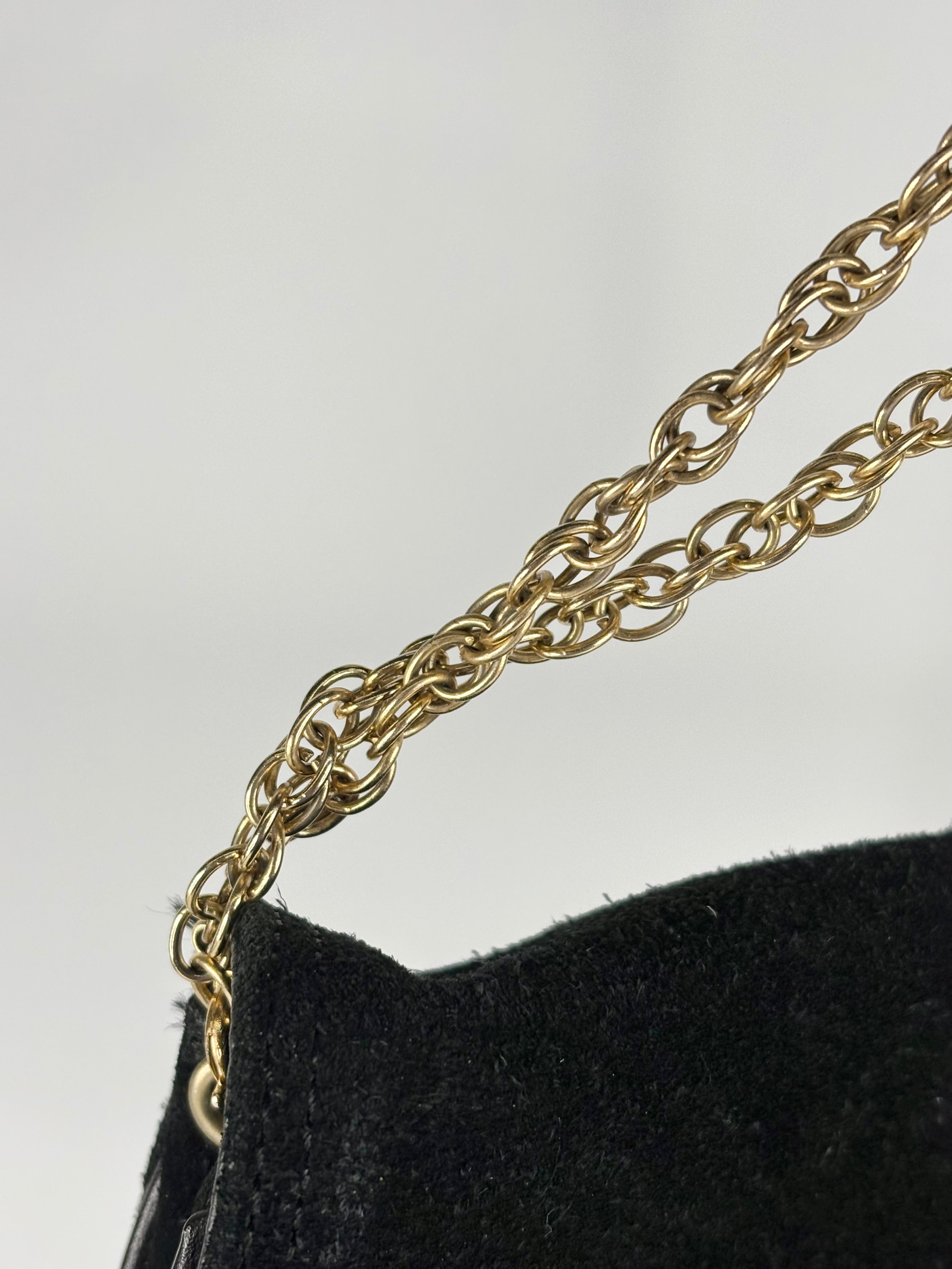 Vintage Italian-Made Black Suede Evening Bag