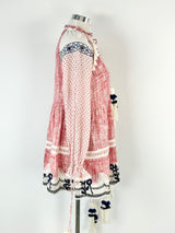 Hemant & Nandita Red Plaid & Embroidered Tunic - AU12/14