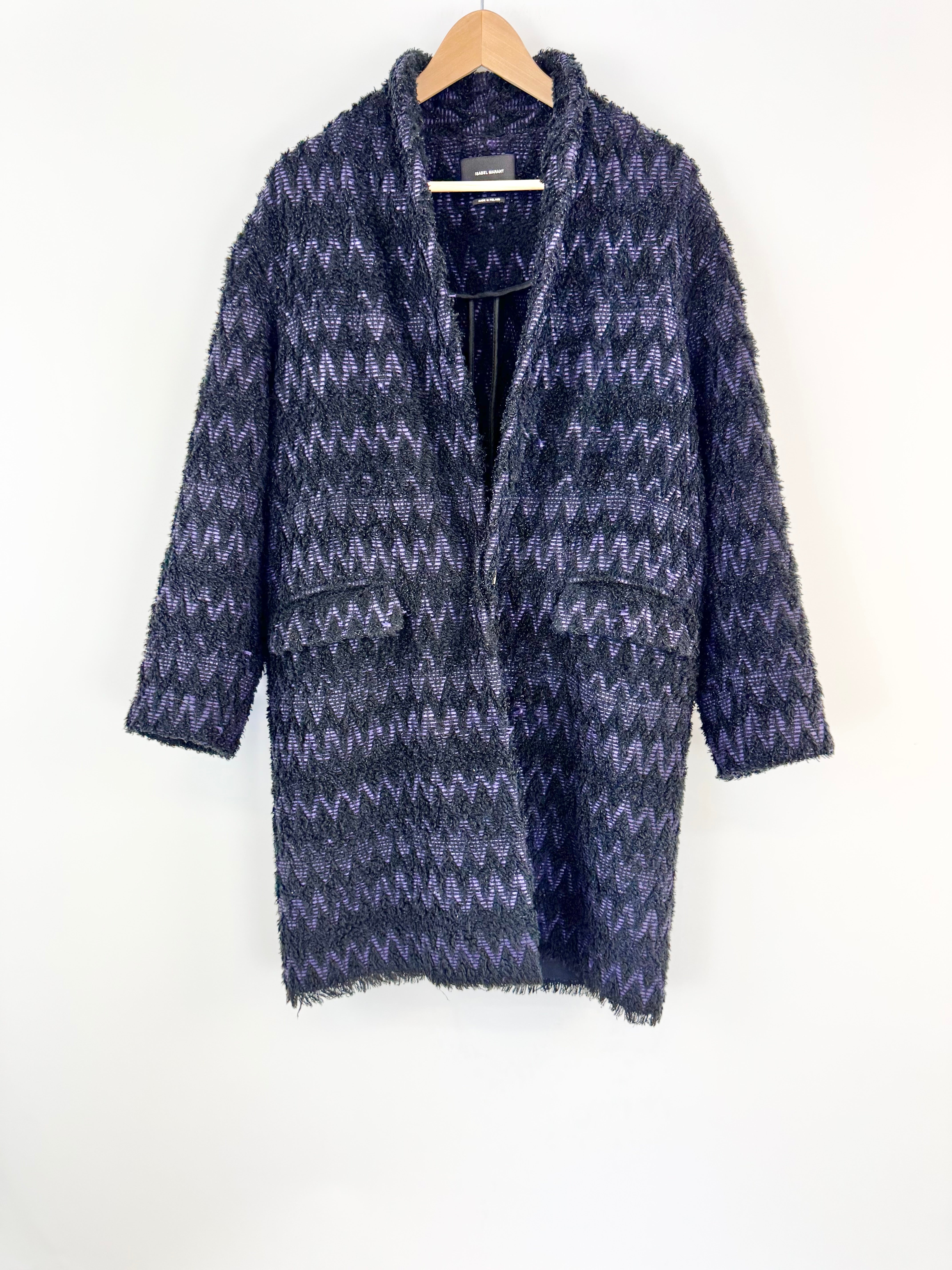 Isabel Marant Purple & Black Geometric Overcoat - AU12