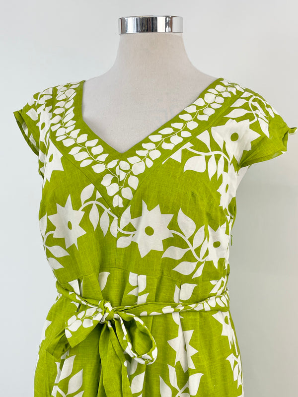 Sacha Drake Chartreuse 'Kahala' Linen-Blend Maxi Dress - AU14