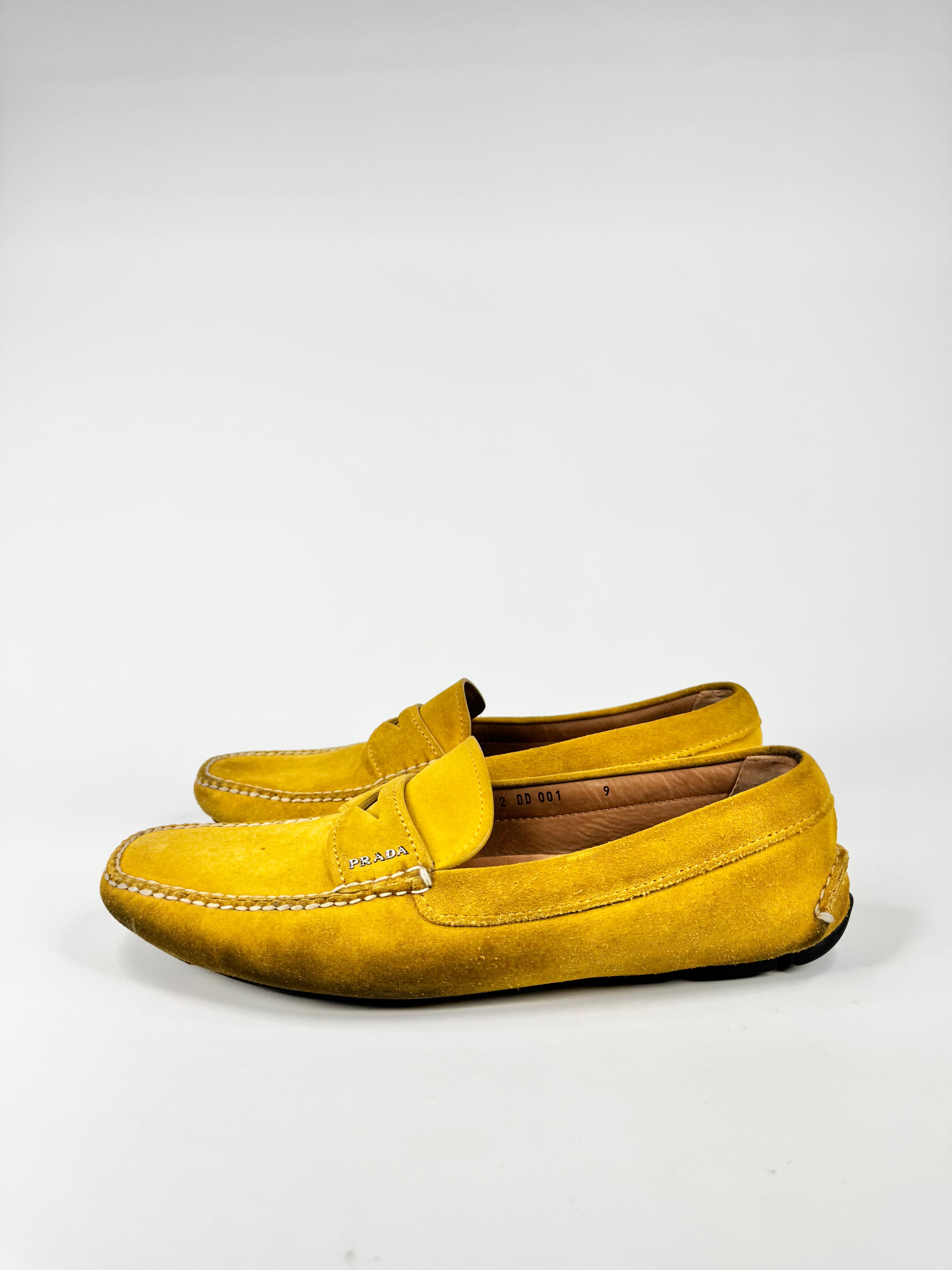 Prada Mustard Suede Driving Shoes - EU42