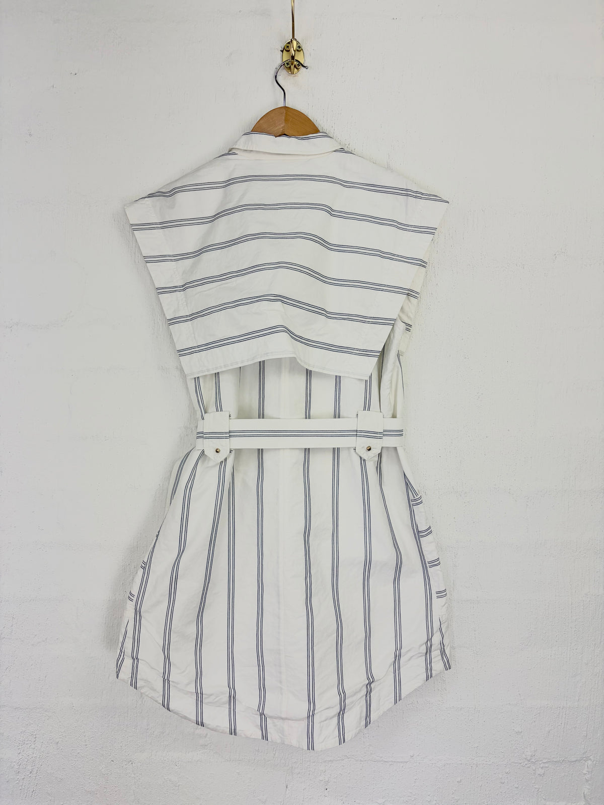 Acler White & Navy Retro Striped Cotton Dress - AU6