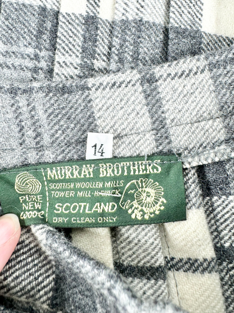 Vintage Murray Brothers  Grey & Cream Tartan Wool Kilt - AU8/10