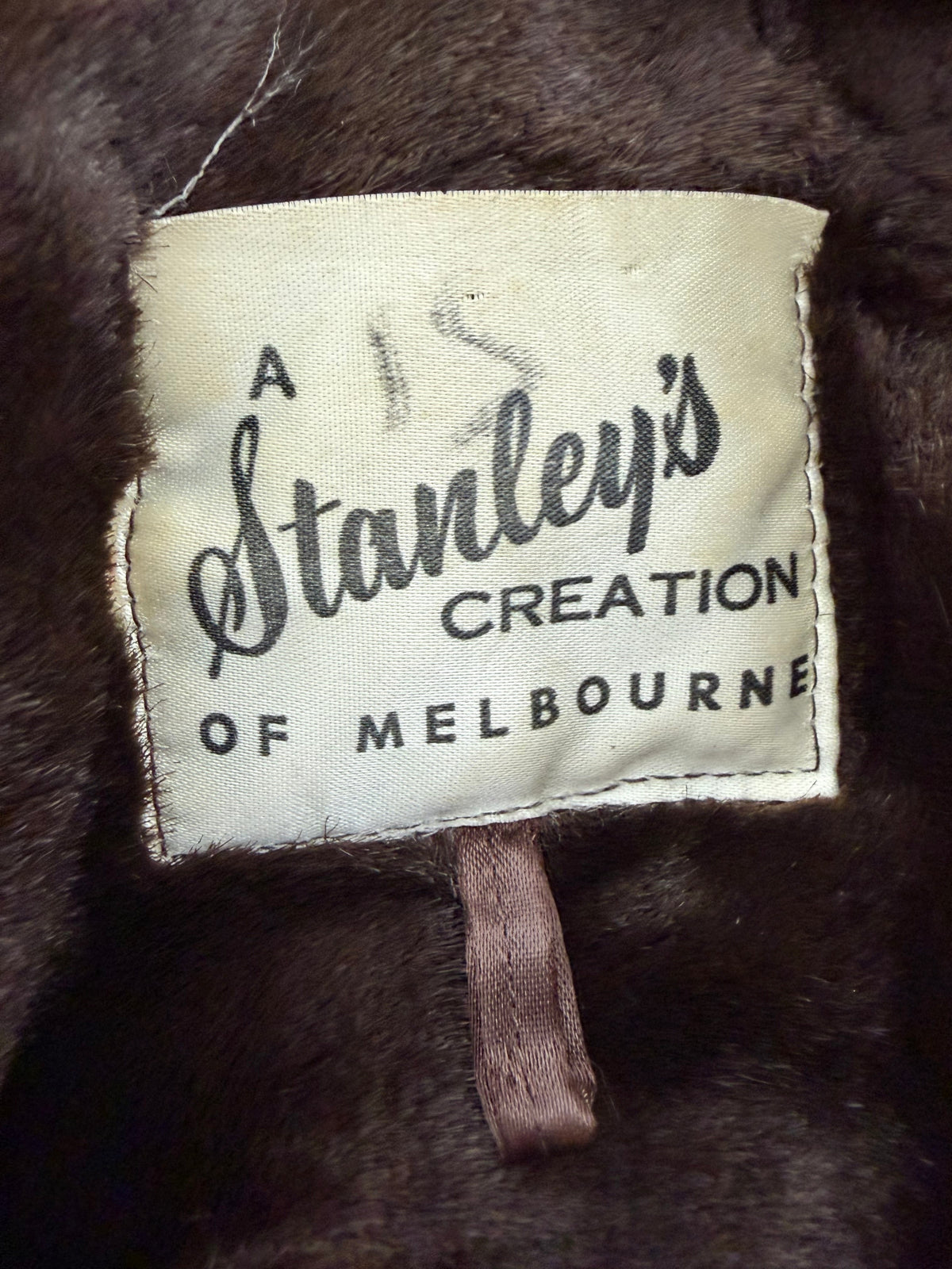 Vintage Stanley's of Melbourne Brown Faux Fur Coat with Shearling Collar - AU10/12