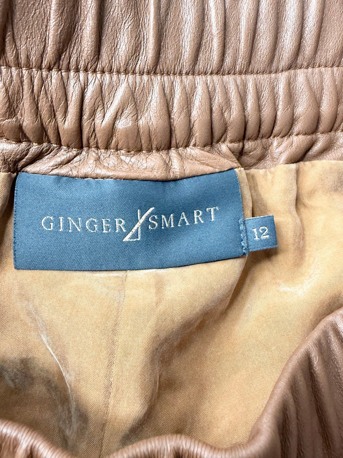 Ginger & Smart Caramel Leather Drawstring Slacks - AU12