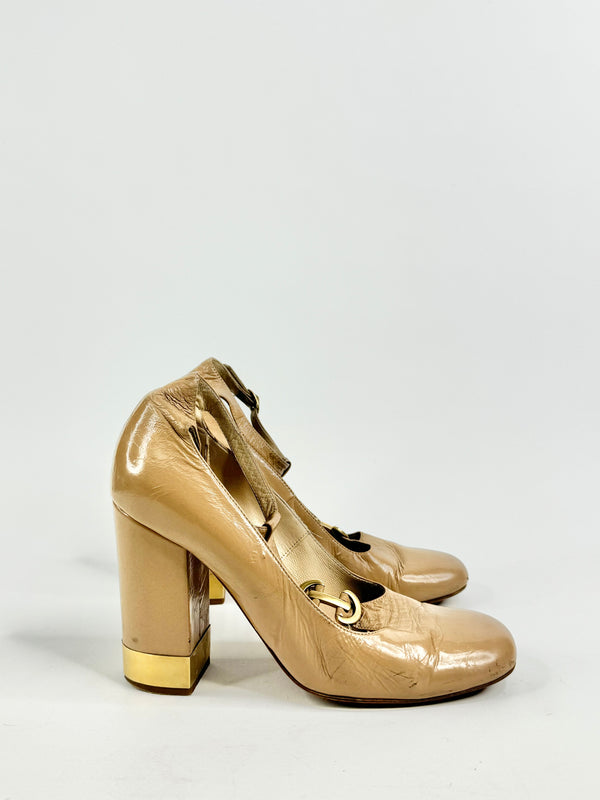 Chloe Latte T-Bar Heels - EU38