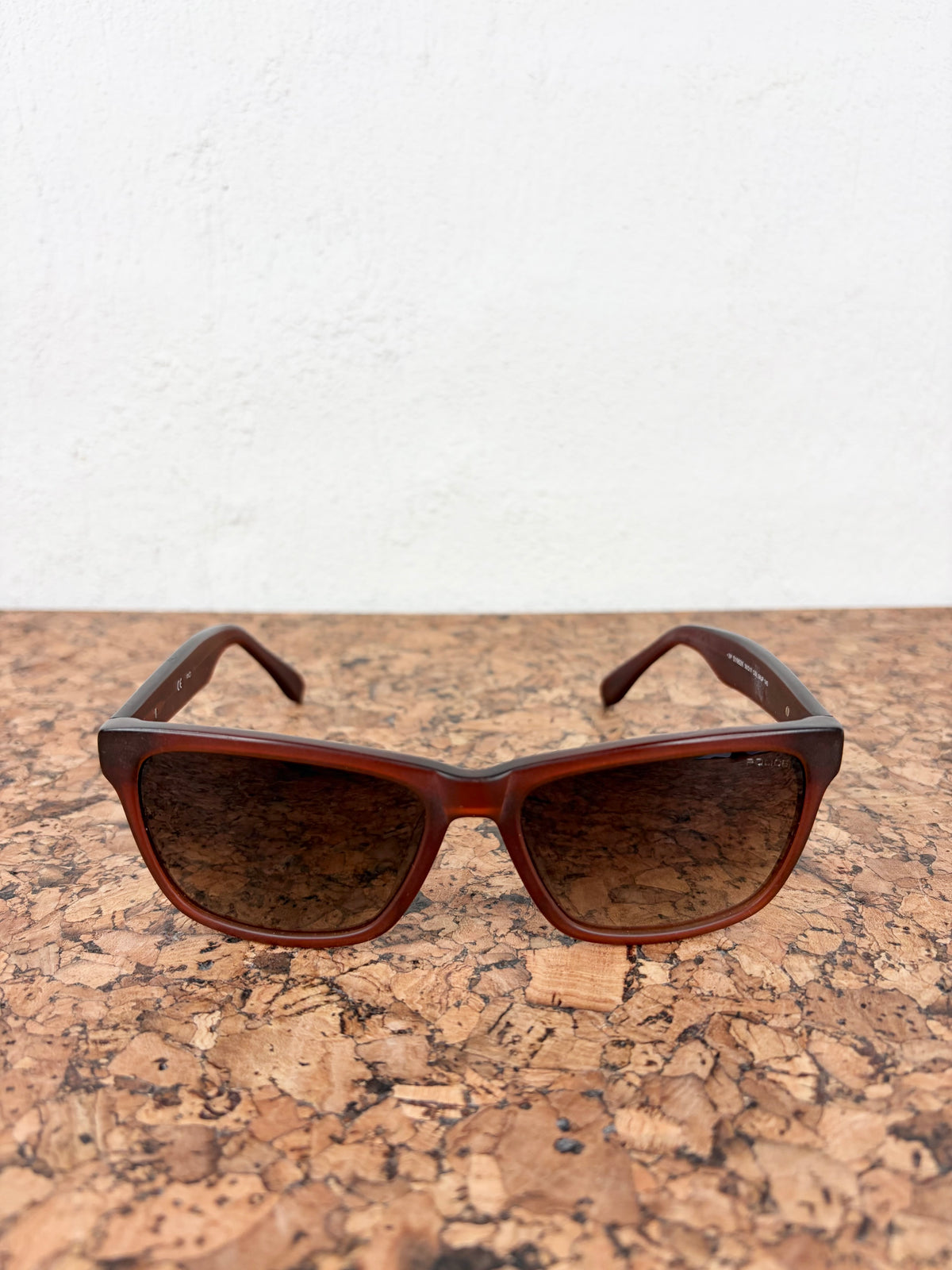 Police Dark Amber Acetate Square Frame S1963K Sunglasses