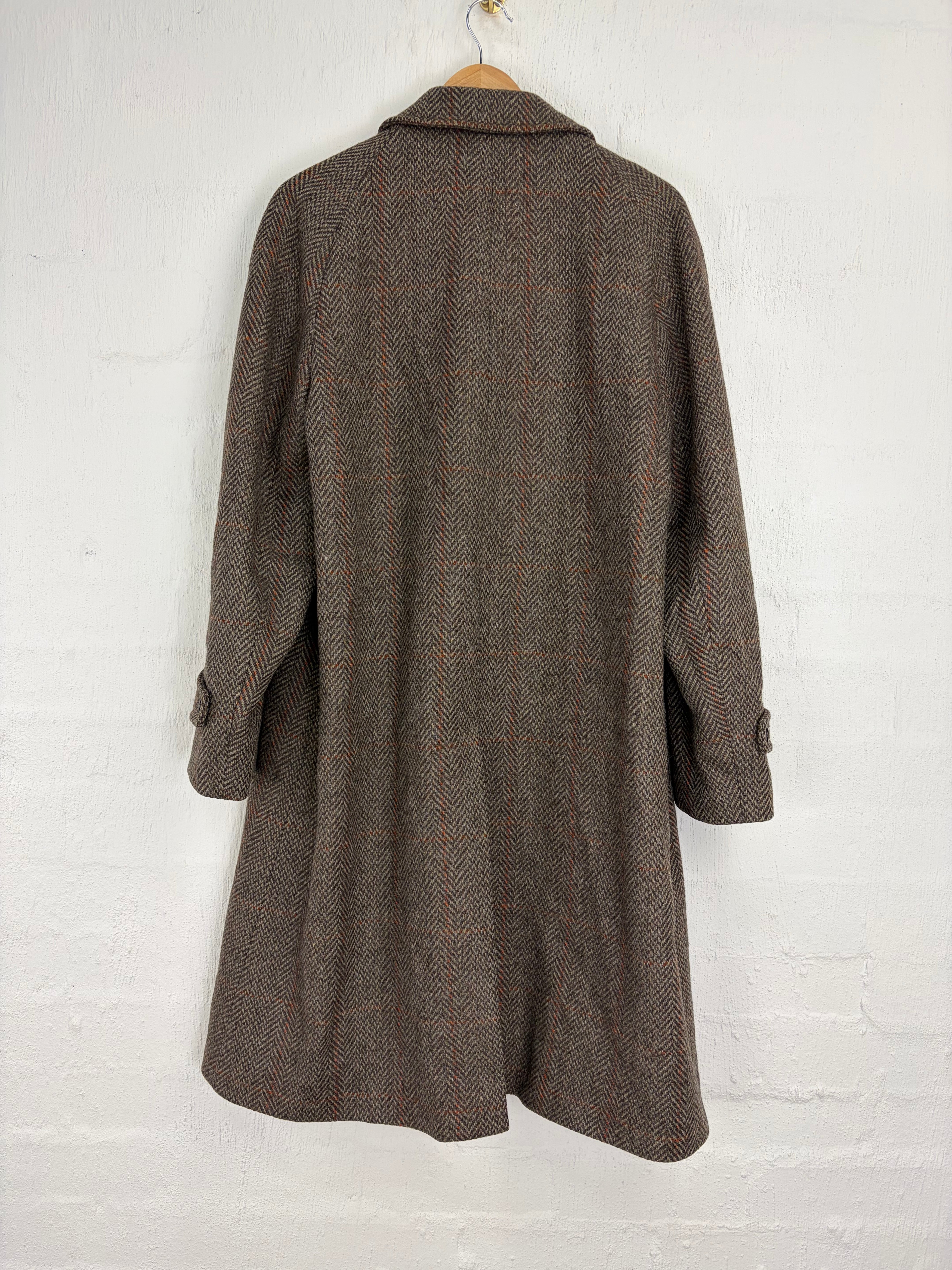 Vintage Aquascutum Herringbone Scottish Tweed Coat - AU12