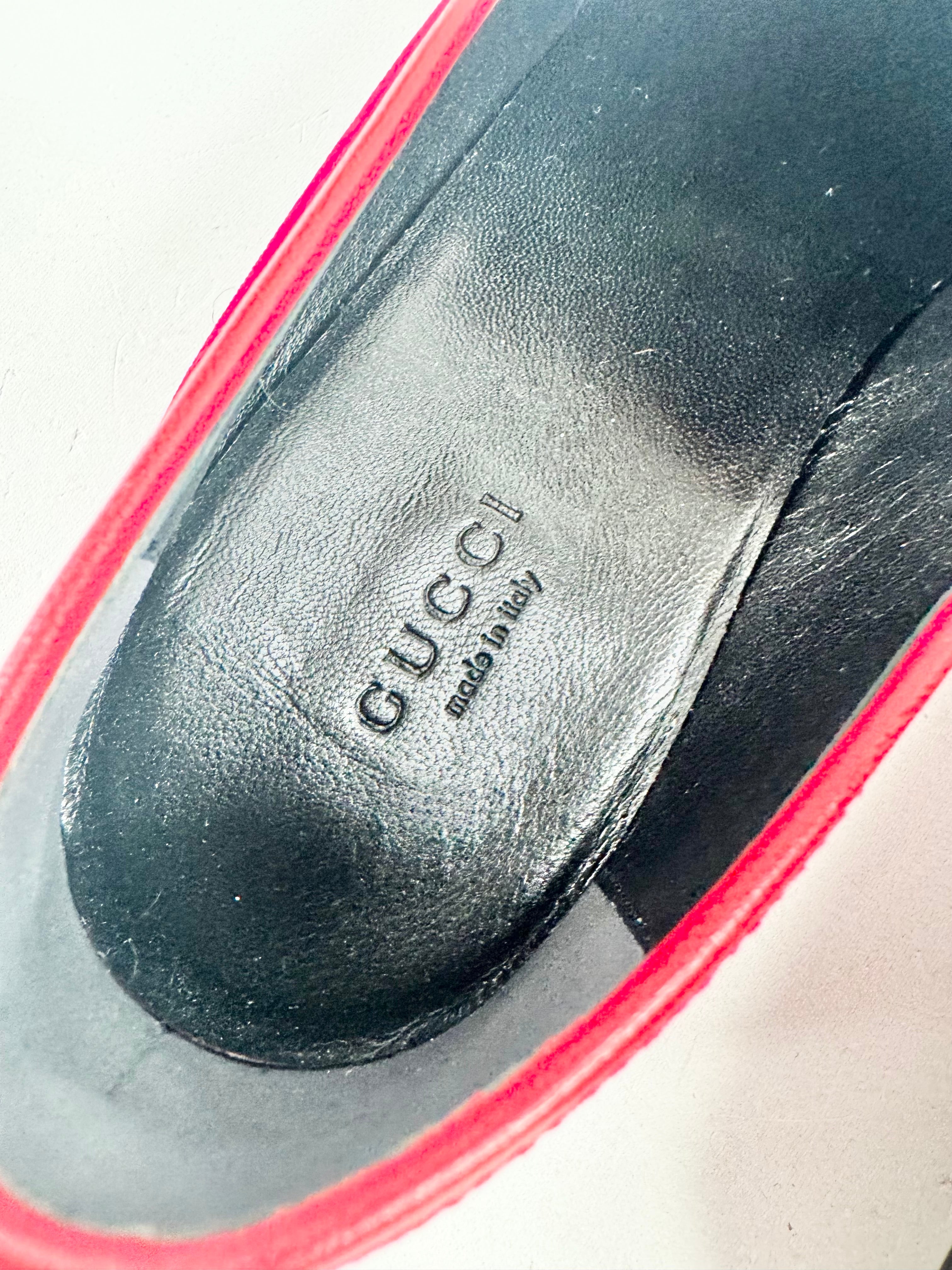 Gucci Red Velvet Horsebit Loafers - EU38.5