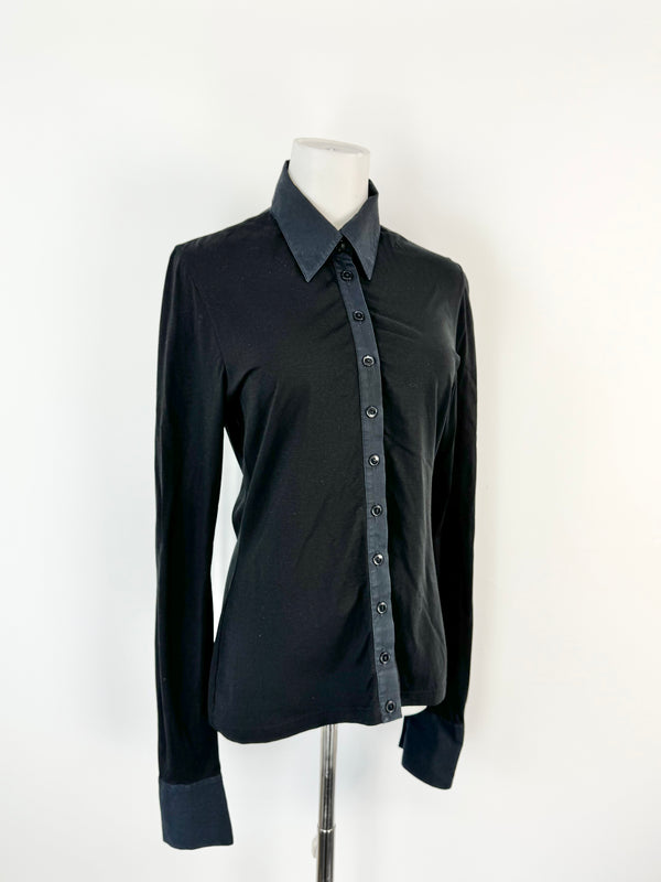 Anne Fontaine Black & Navy Long Sleeve Top - AU6/8