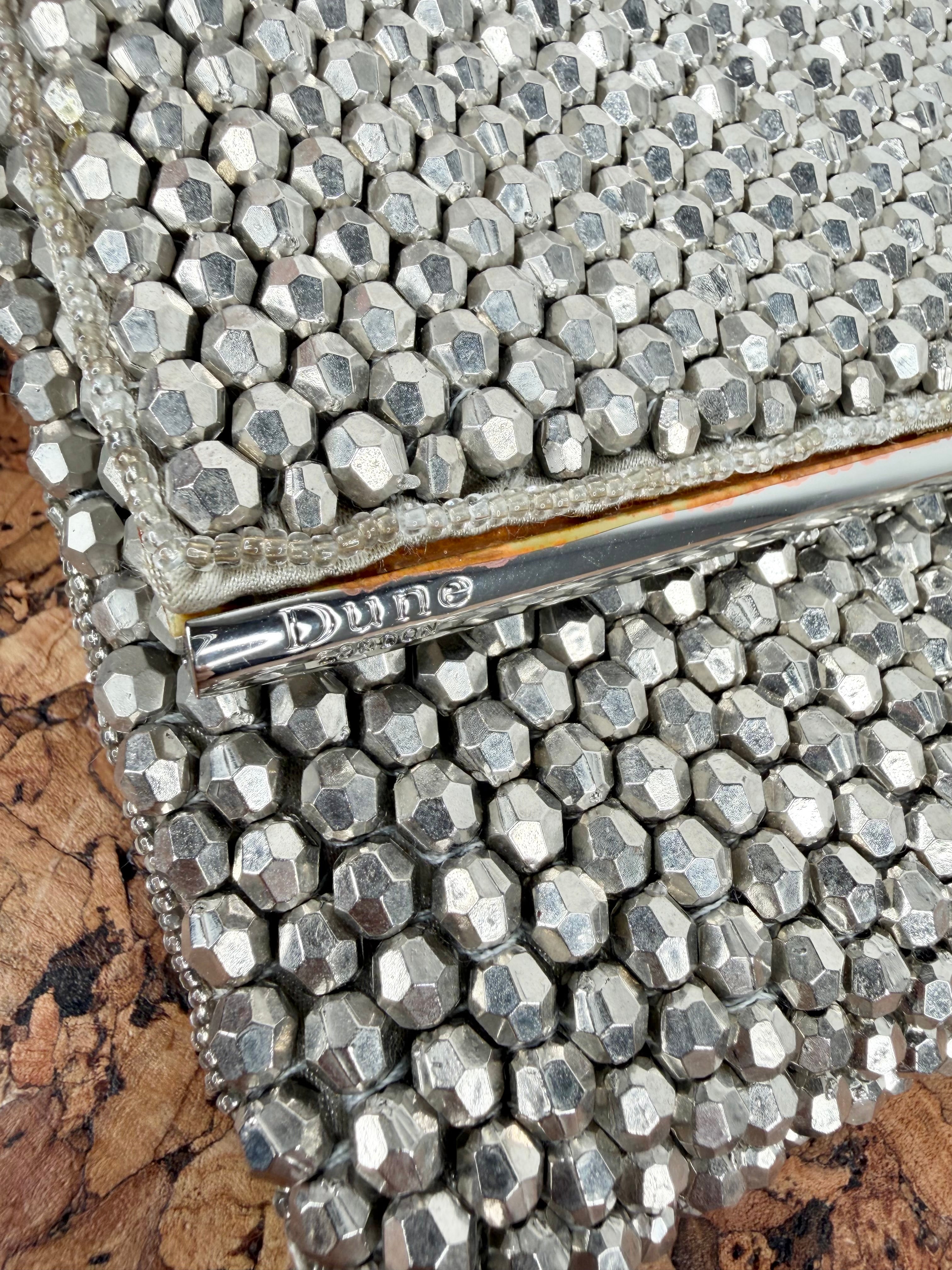 Dune London Silver Beaded Clutch