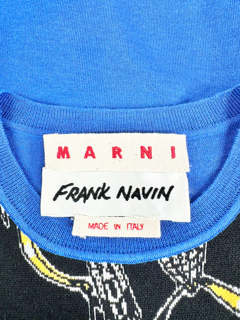 Marni x Frank Navin Electric Blue Chain Print Jumper - AU8/10