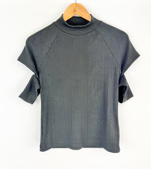 Helmut Lang Pleated Cut Black T-Shirt - AU10/12