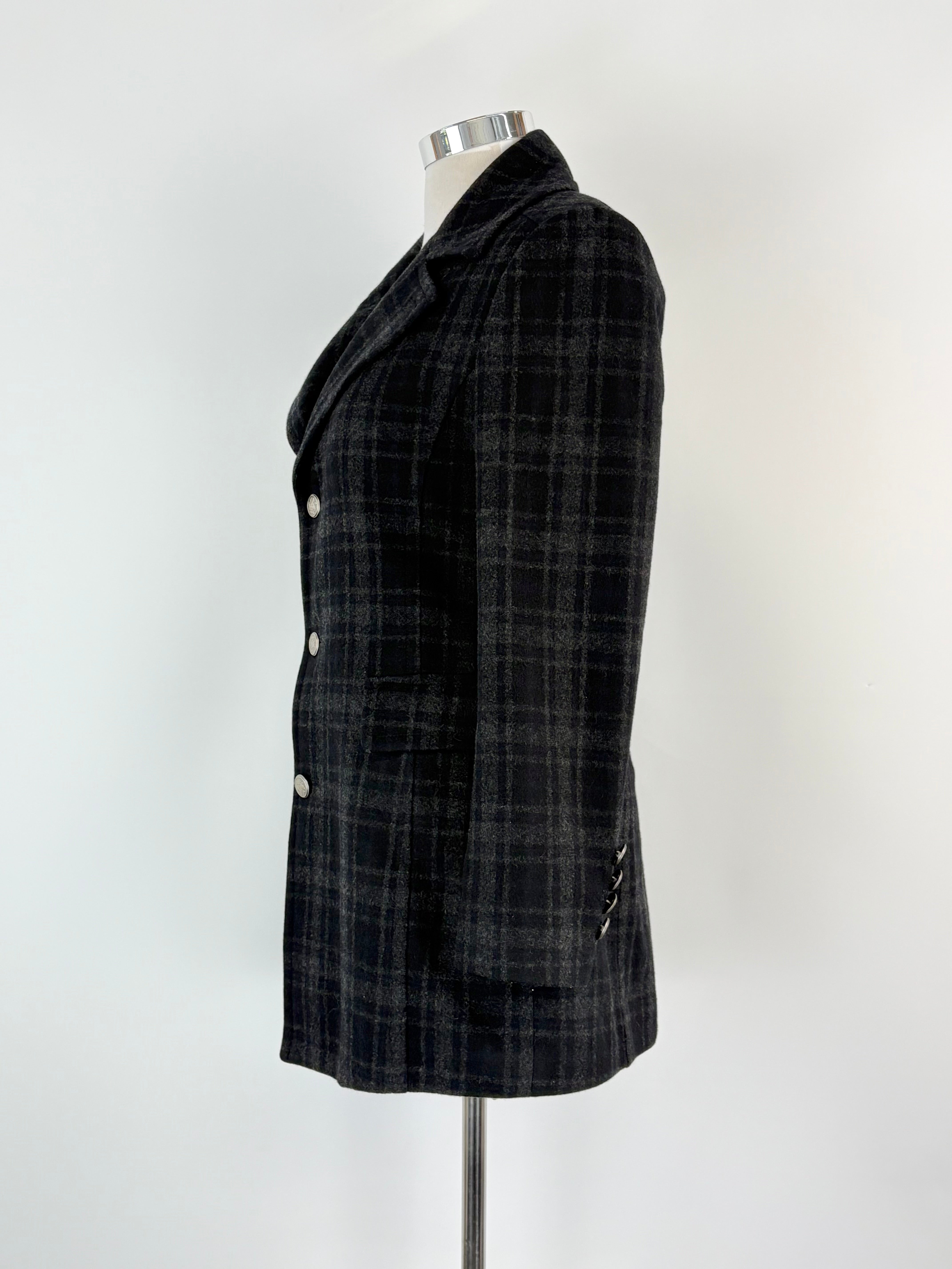 Renoma Paris Black & Grey Striped Wool-Blend Coat - L