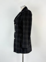 Renoma Paris Black & Grey Striped Wool-Blend Coat - L