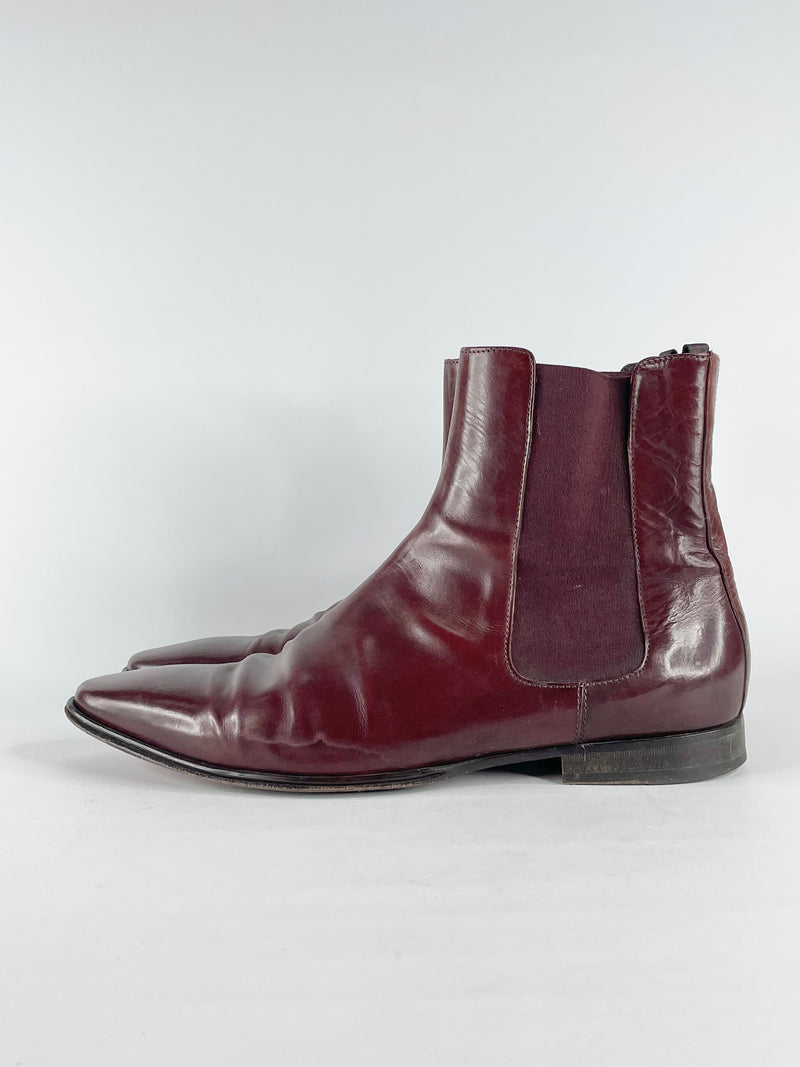 Doucal's Burgundy Leather Chelsea Boots - EU44