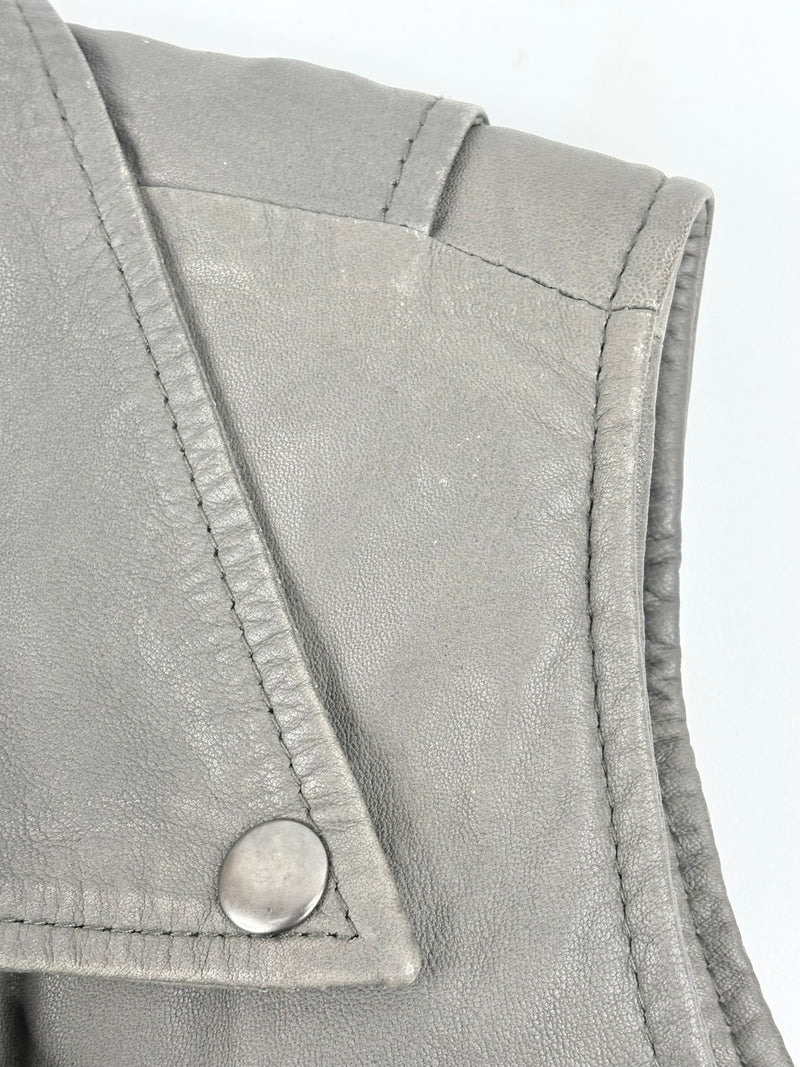 Maje Charcoal 'Etrille' Sleeveless Leather Jacket - AU10