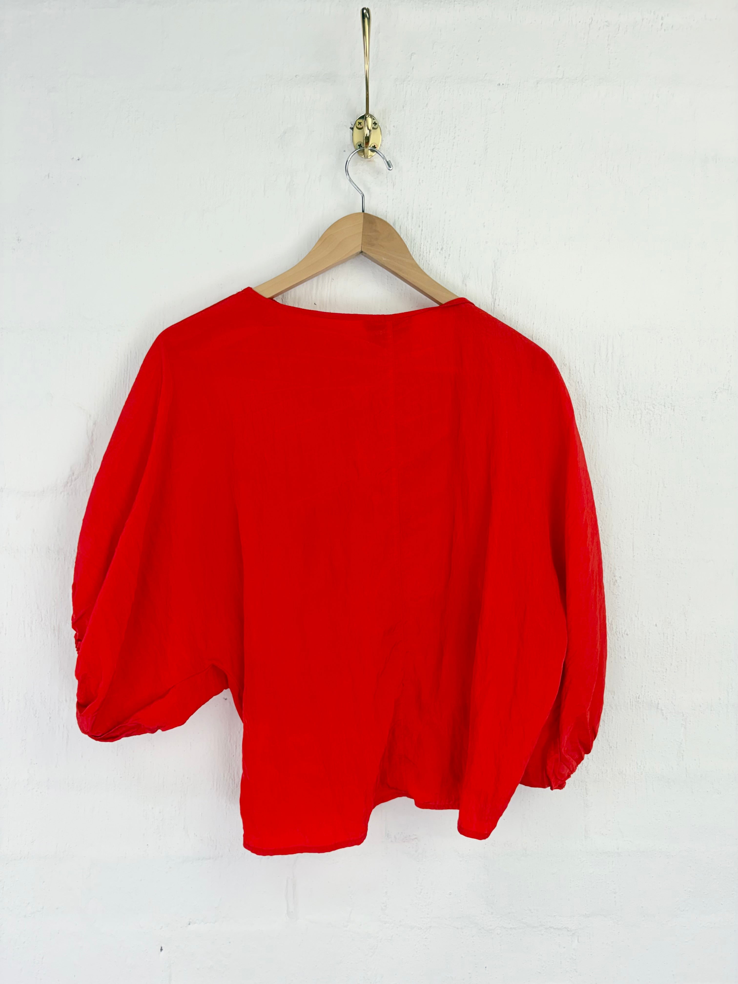 Lee Mathews Red Cinched Front Blouse - AU4