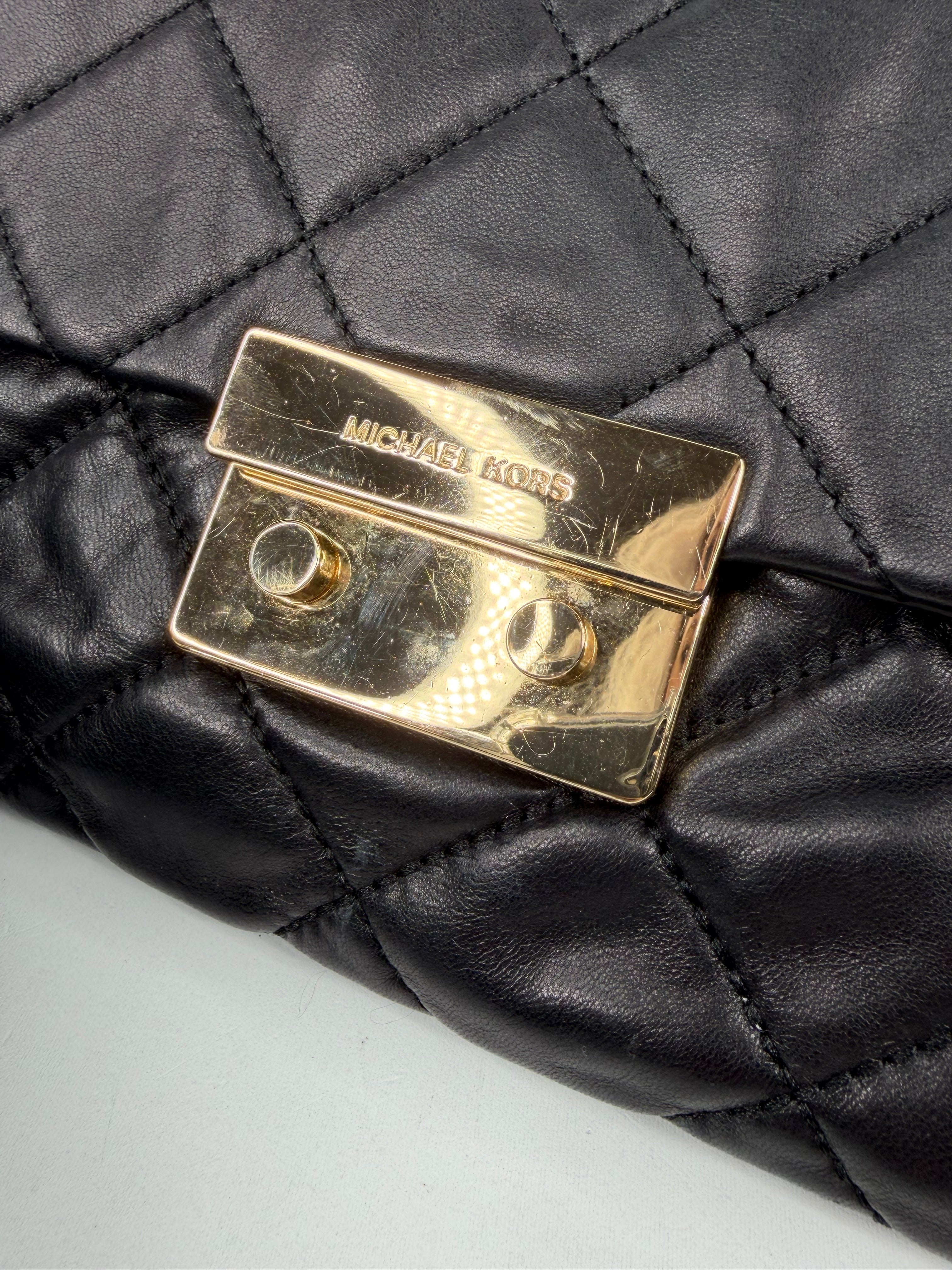 Michael Kors Black Buttery Soft Quilted Leather Cross Body Bag
