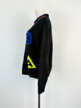 R-Jay Honey Vintage Hand-Knitted Black Wool Sweater - AU10