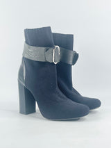 Bianca Buccheri Midnight Blue Fabric & Black Leather Ankle Boots - EU39