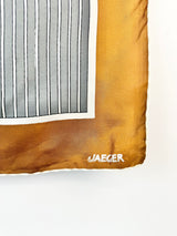 Vintage Jaeger London Silk Block Patterned Scarf