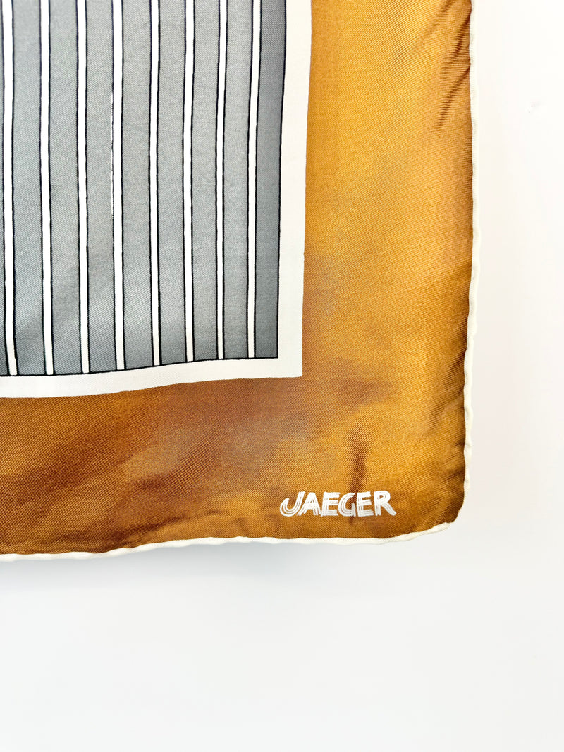 Vintage Jaeger London Silk Block Patterned Scarf