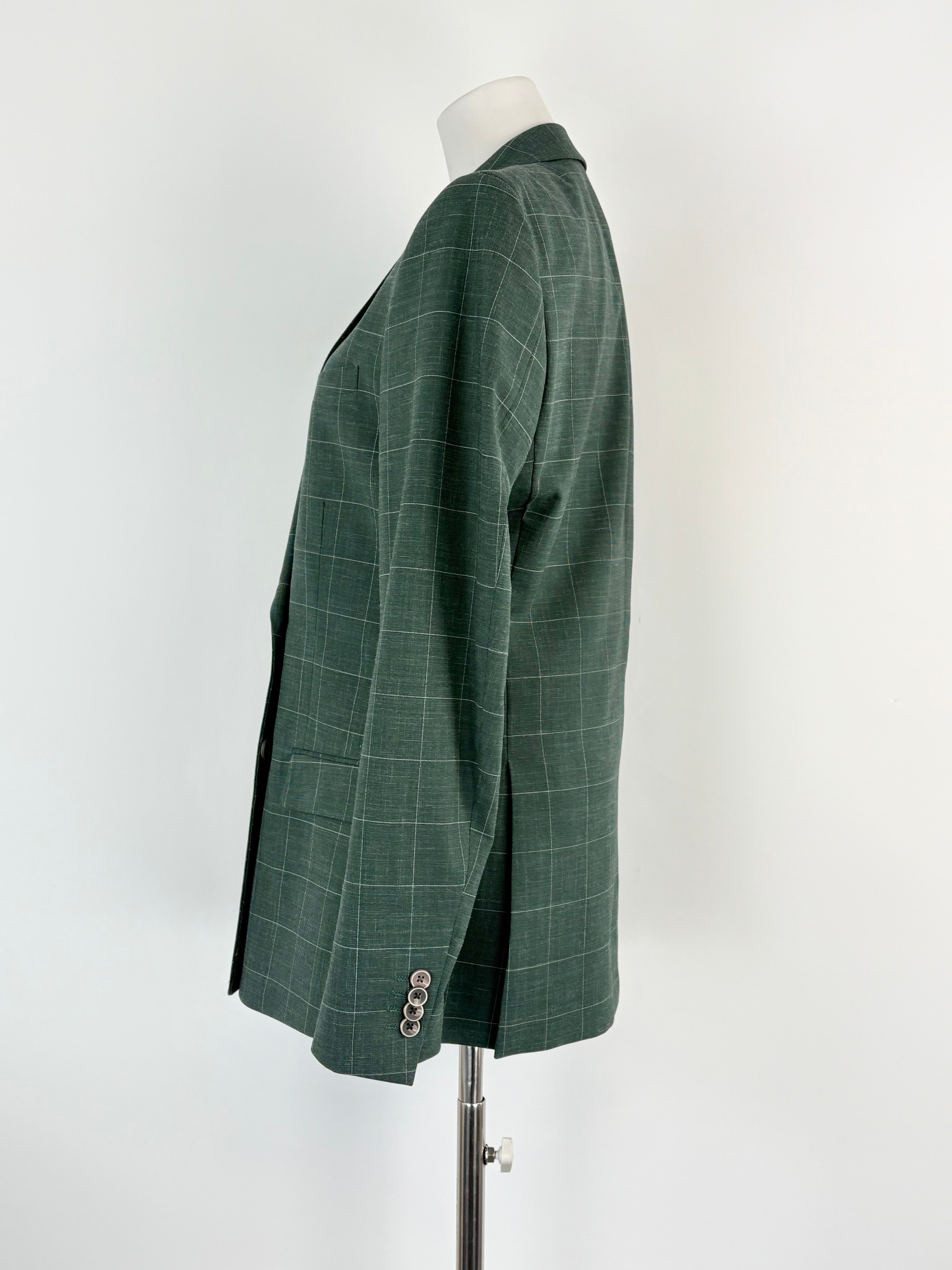 Politix Forest Green Checked 'Zachery' Slim-Stretch Jacket - S