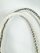 Sabbatha White Croc Embossed Studded Shoulder Bag