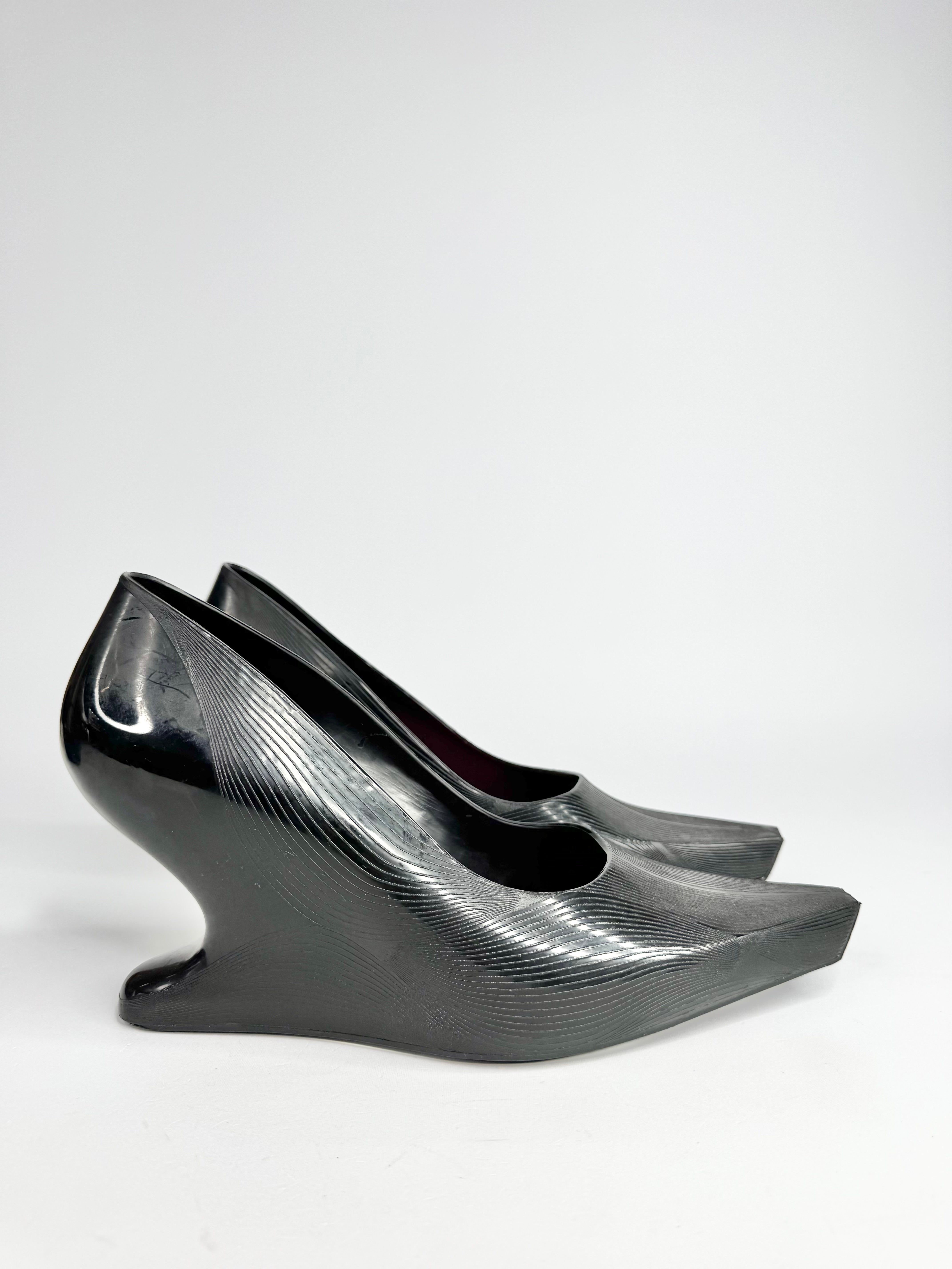 Y2K Karim Rashid x Melissa Tear Shaped Black Wedges - EU38
