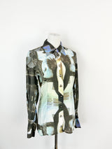Jeans by Christian Lacroix Blue Fitted Photograph Shirt - AU6/8
