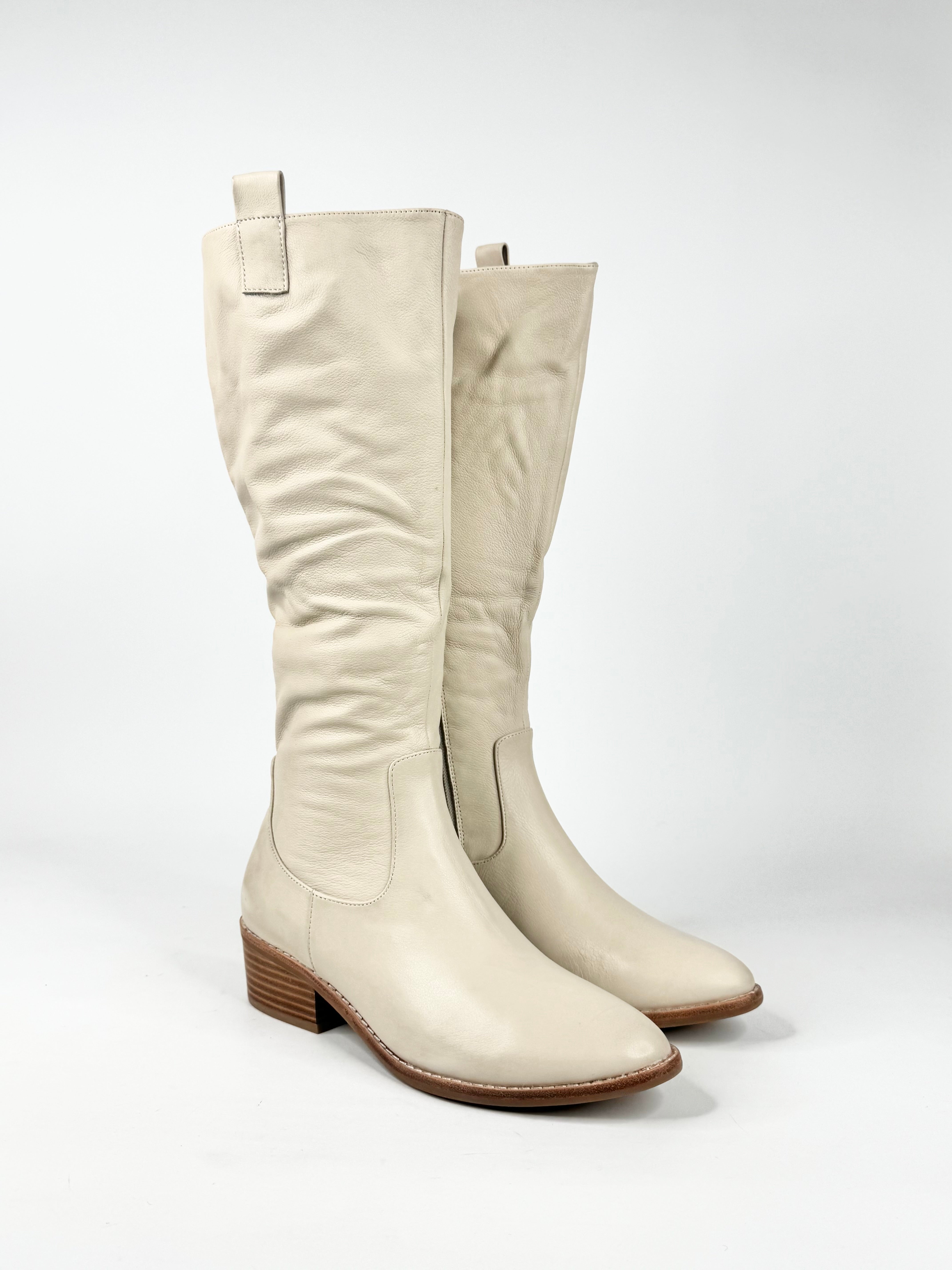 MFW Diana Ferrari Giddy Oatmilk Leather Knee High Boots - EU38