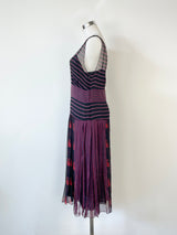 Prada Sheer Silk Rabbit Print Pleated Midi Dress with Slip - AU6/8