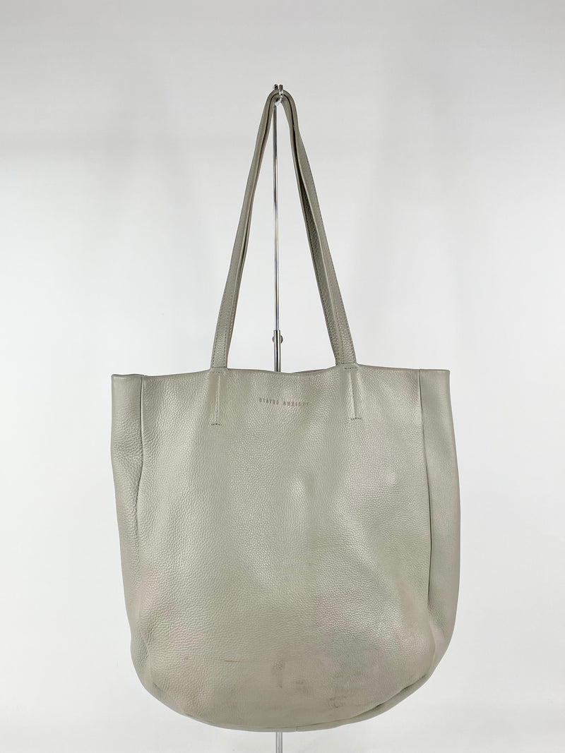 Status Anxiety Stone Grey Grained Leather Tote Bag