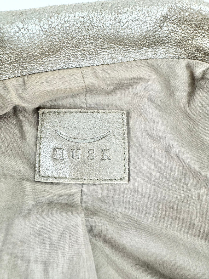 Husk Frosted Taupe Lamb Leather Jacket - AU8/10