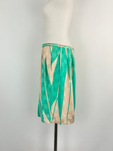 By Malene Birger Beige & Green Silk 'Isalai' Midi Skirt - AU10/12