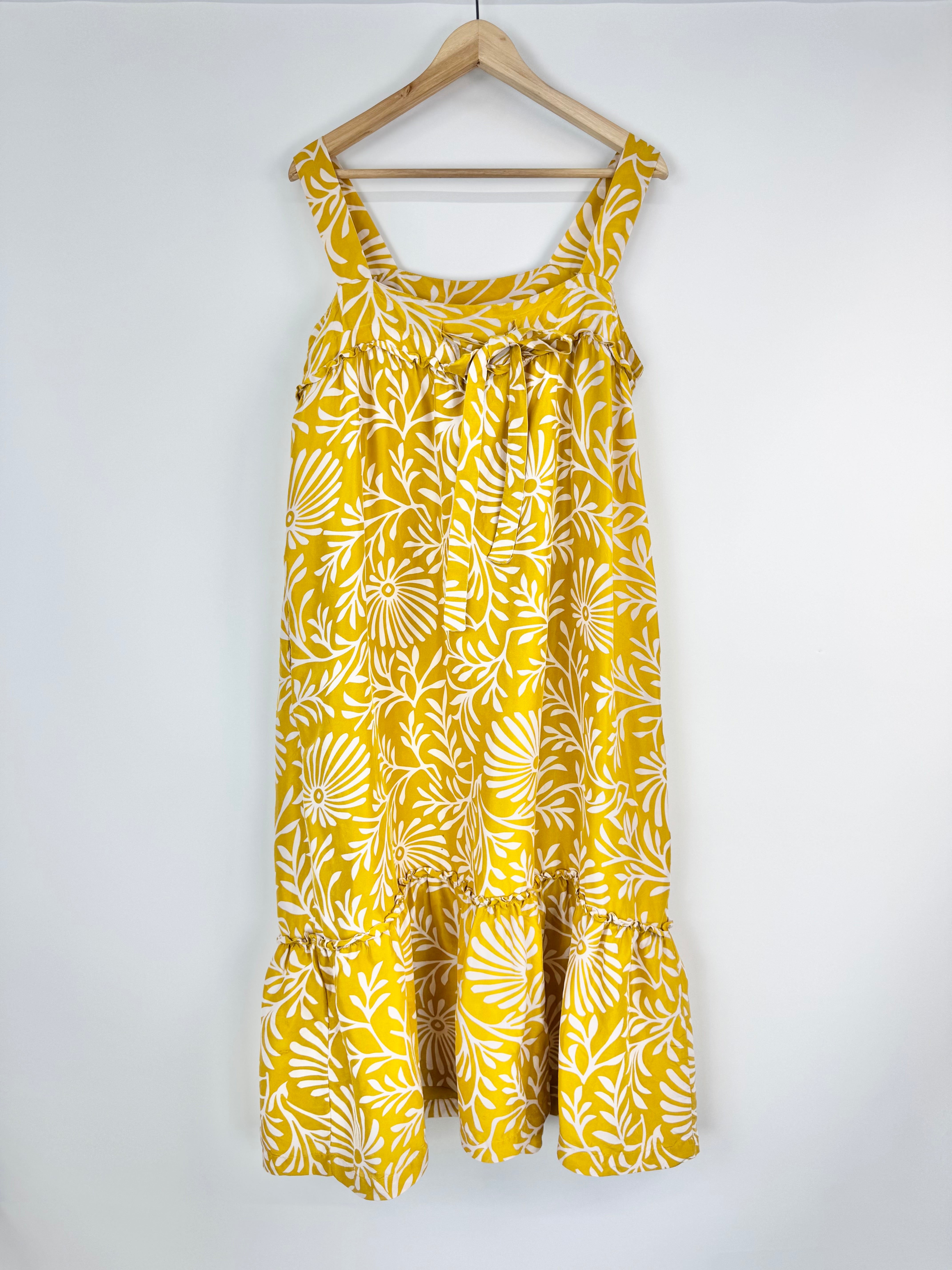 Lee Mathews Gold & White Silk Jumper Dress - AU10