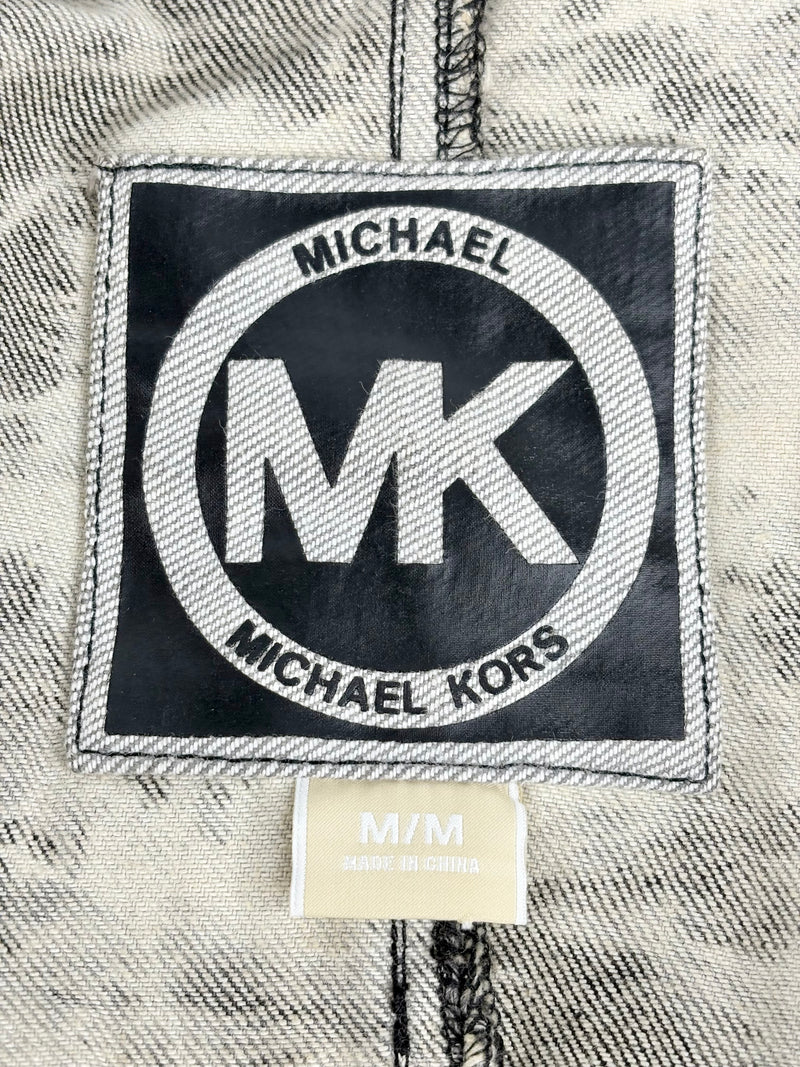 Michael by Michael Kors Off-White & Black Tie-Dye Denim Jacket - AU10/12