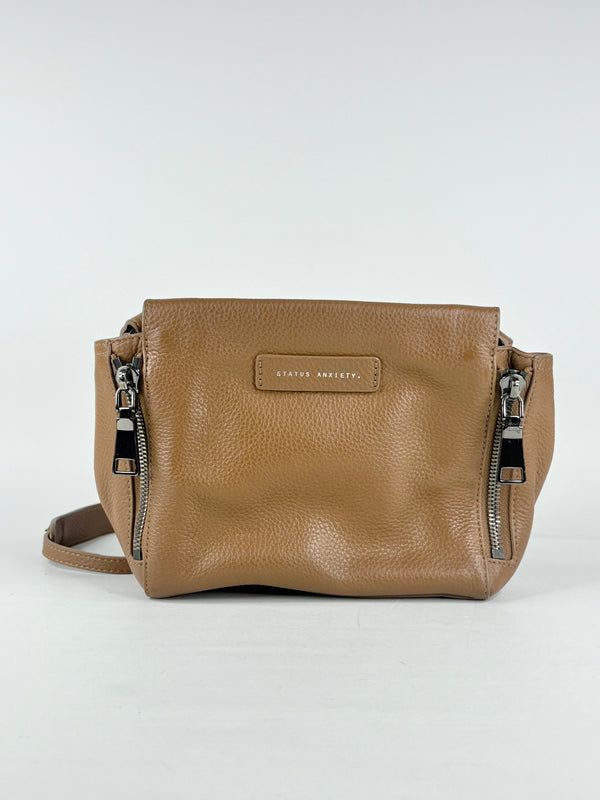 Status Anxiety Mocha 'The Ascendants' Grained Leather Crossbody Bag