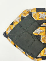 Ermenegildo Zegna Black & Gold Checkered Star Silk Tie