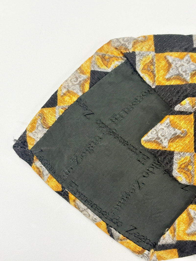 Ermenegildo Zegna Black & Gold Checkered Star Silk Tie