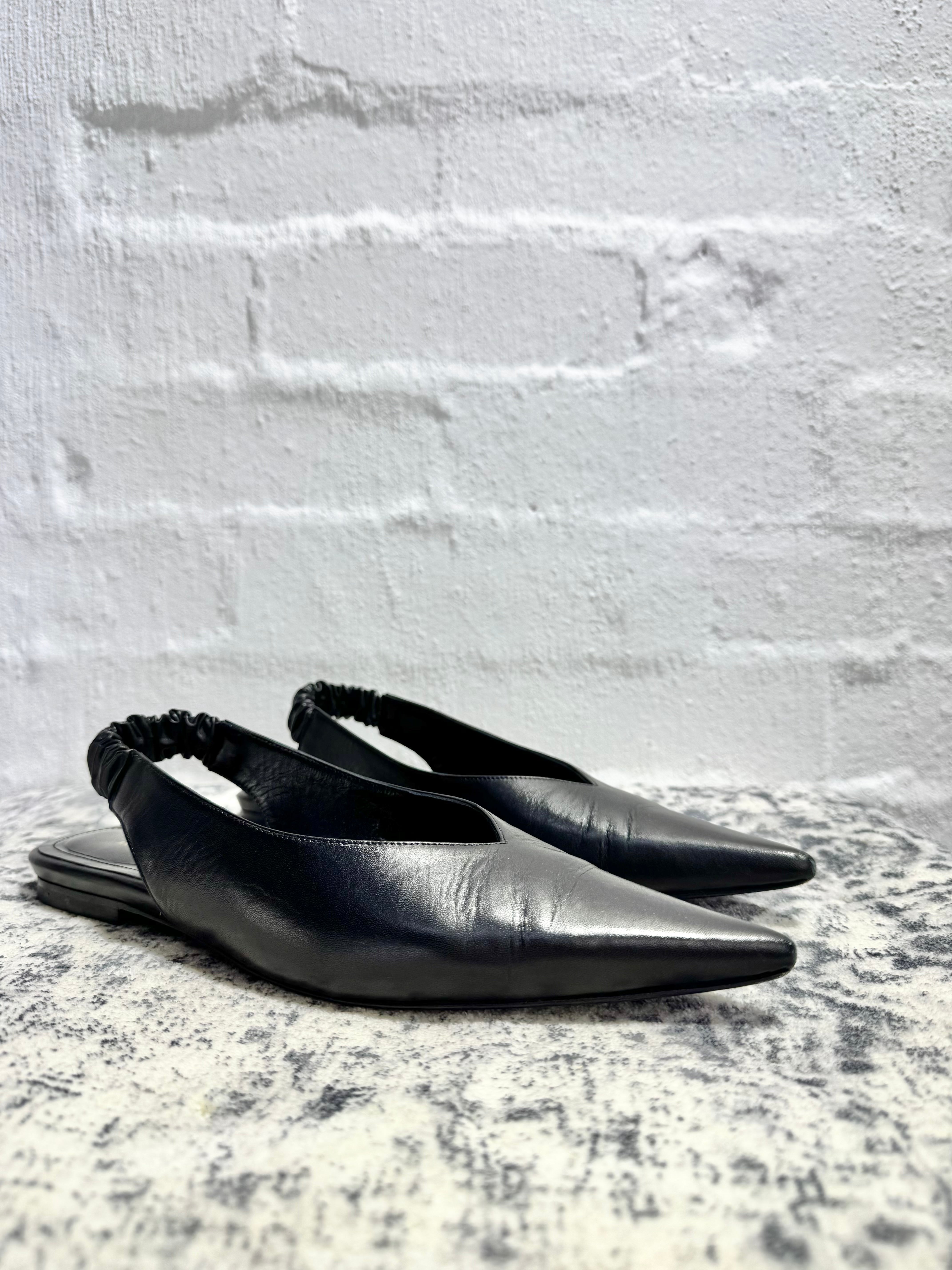 Anine Bing Black Pointed Toe Sling Backs - EU38