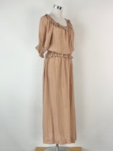 S/W/F Ruffled Sleeve Tan Maxi Dress - AU10