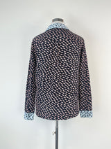 Kenzo Black & Sky Blue Contrast Silk Shirt - AU12/14