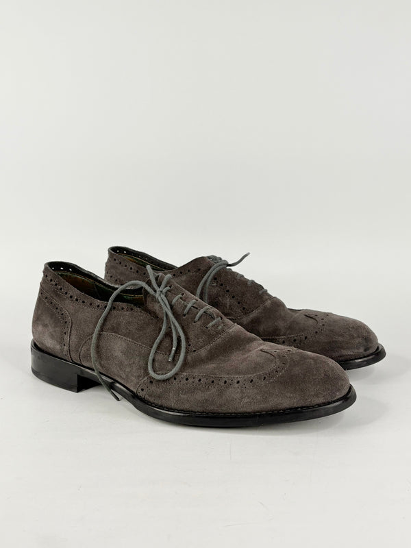 Pal Zileri Umber Suede Oxford-Tip Derby Shoes - EU43
