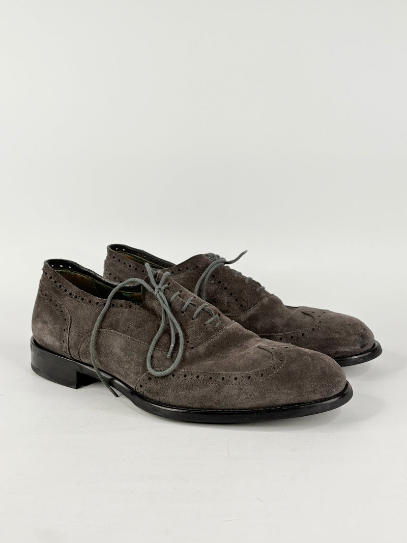 Pal Zileri Umber Suede Oxford-Tip Derby Shoes - EU43