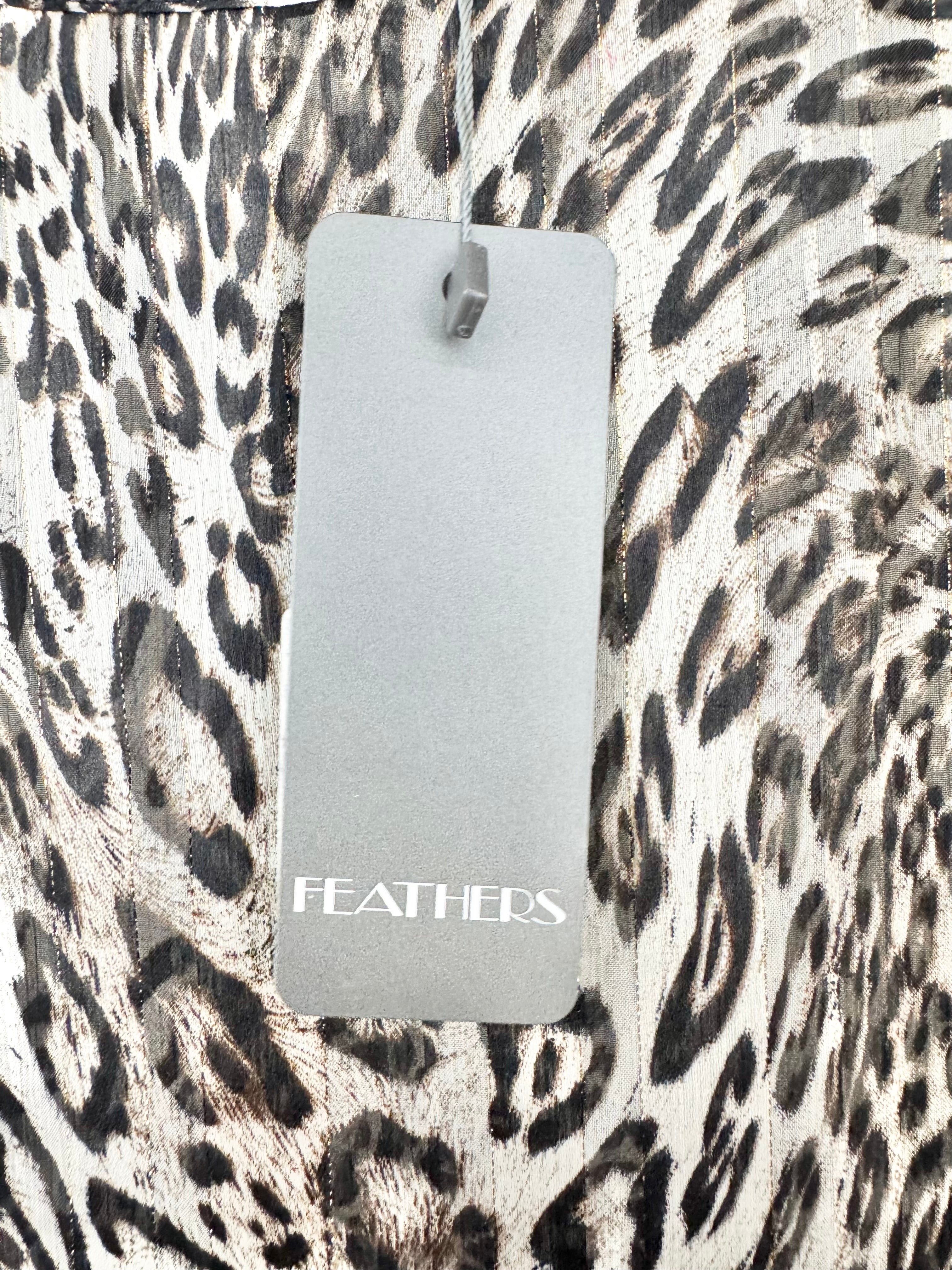 Feathers Black & Gold Leopard Print 'Gia' Blouse NWT - AU10/12